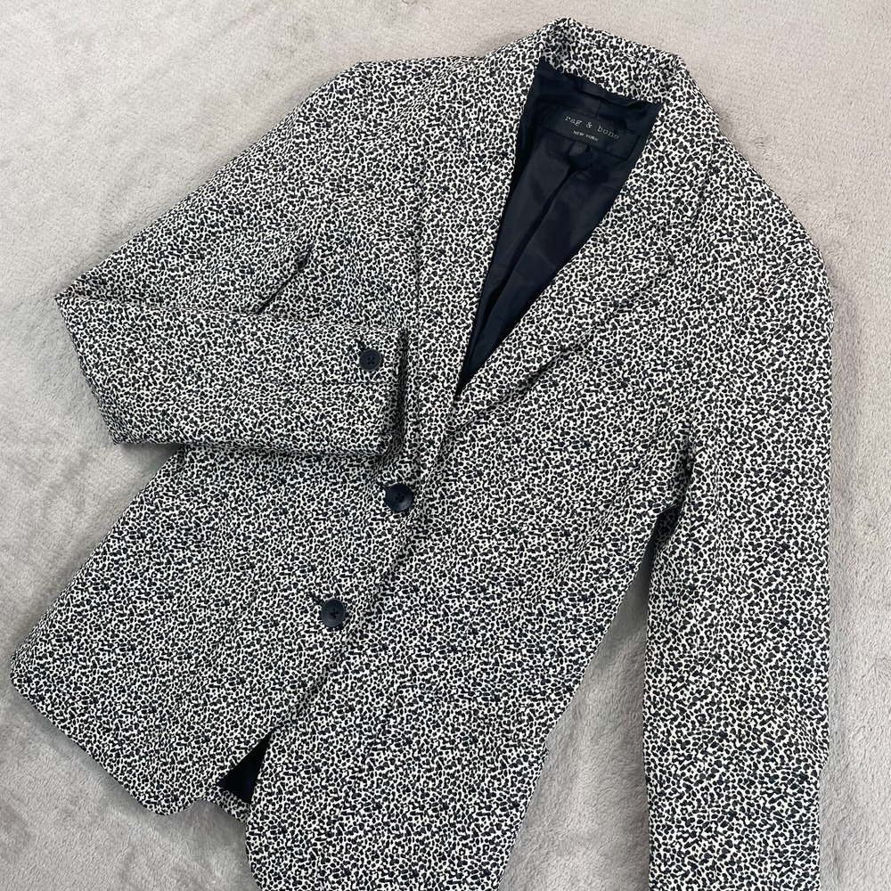 Rag & Bone Tera Blazer Sports Coat Jacket Women 00 Black Multi Designer Office